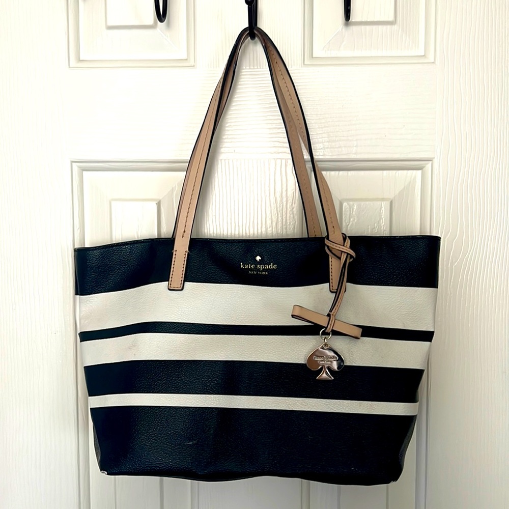 Kate Spade black and white stripe tote